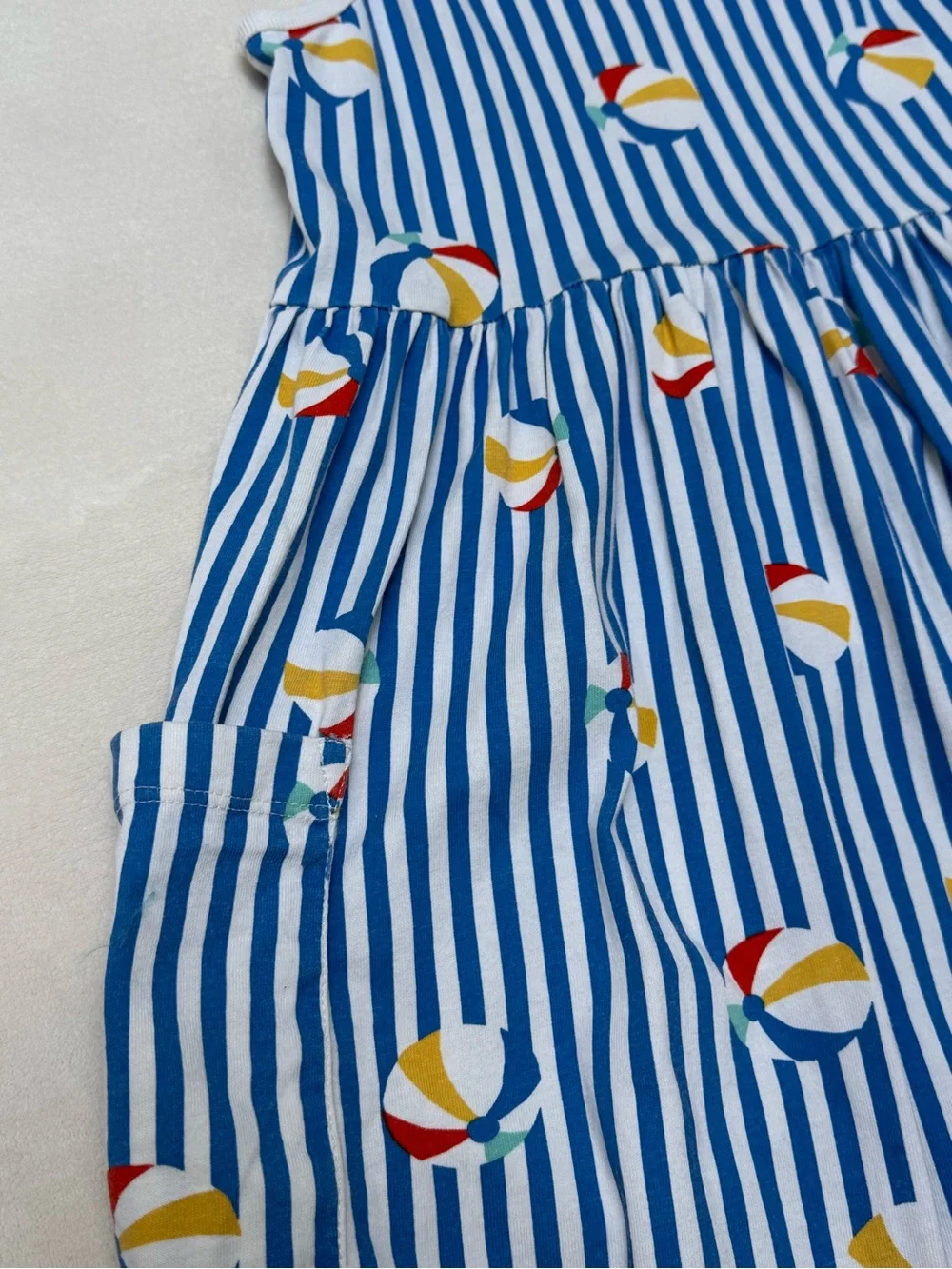 Hanna Andersson sleeveless print pocket dress - beach balls print, size 6-7